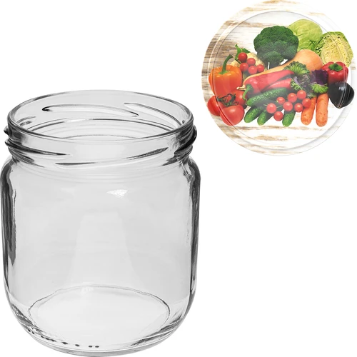 Befőttesüveg TO Gurken 425 ml színes tetővel, fi 82/6 - 6 db - 6