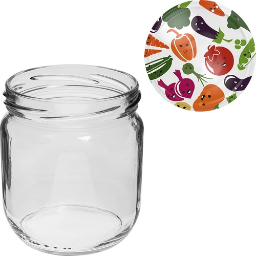 Befőttesüveg TO Gurken 425 ml színes tetővel, fi 82/6 - 6 db - 7