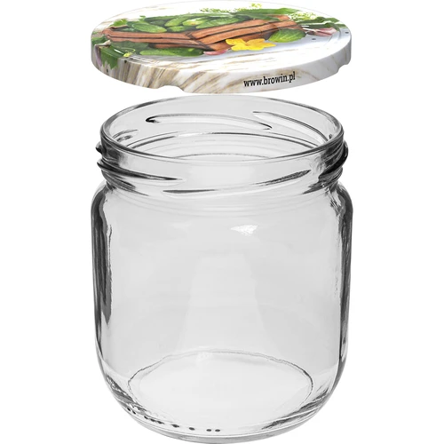 Befőttesüveg TO Gurken 425 ml színes tetővel, fi 82/6 - 6 db - 2