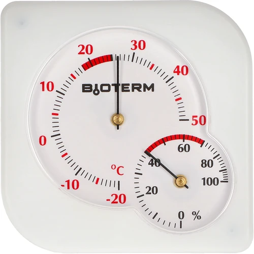 Beltéri bimetál hőmérő higrométerrel (-20 – +50 °C), fehér