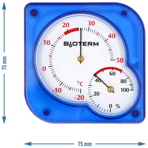 Beltéri bimetál hőmérő higrométerrel (-20 – +50 °C), kék - 4