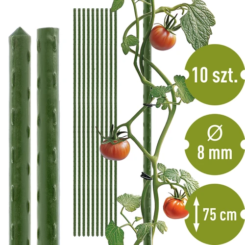 Bioogród kerti karók – bevonatos acél, 0,75 m, fi 8 mm, 10 db