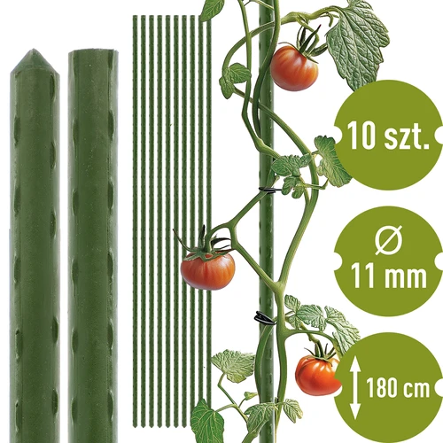 Bioogród kerti karók – bevonatos acél, 1,8 m, Ø 11 mm, 10 db