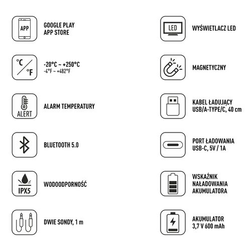 Bluetooth-os konyhai hőmérő, 2 szondával - 8