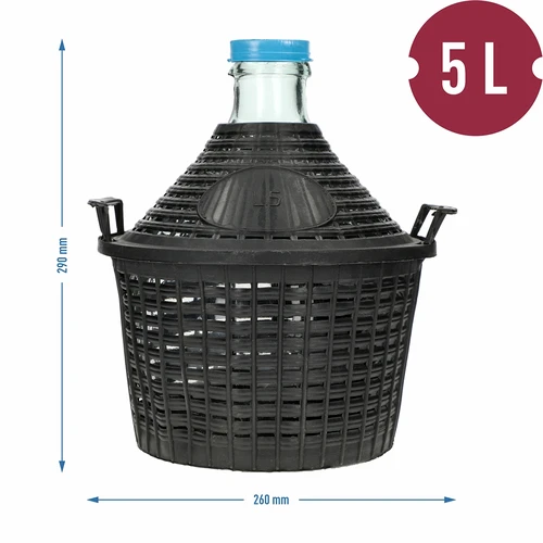 Boros demizson 5 L műanyag kosárban - 6