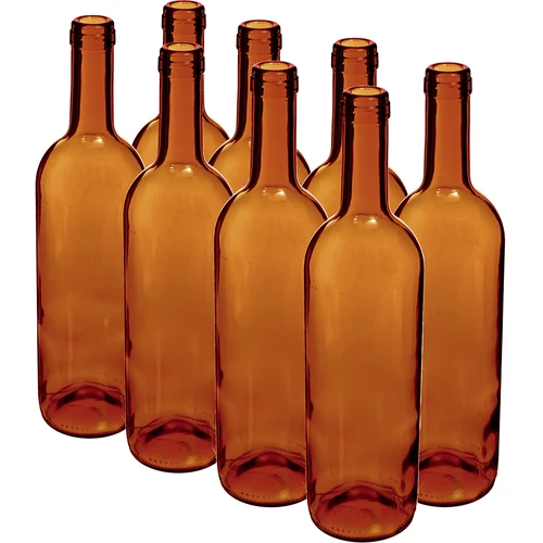 Borosüveg 750 ml, barna – zsugorcsomag, 8 db