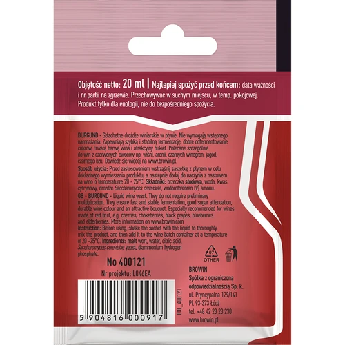 Burgund borélesztő, felszaporítás nélkül, 20 ml - 2