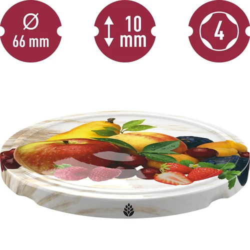 Csavaros tető fi 66/4, gyümölcsmintás, fehér alapon - 10 db. - 3