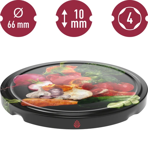 Csavaros tető fi 66/4, zöldségek fekete alapon - 10 db - 3