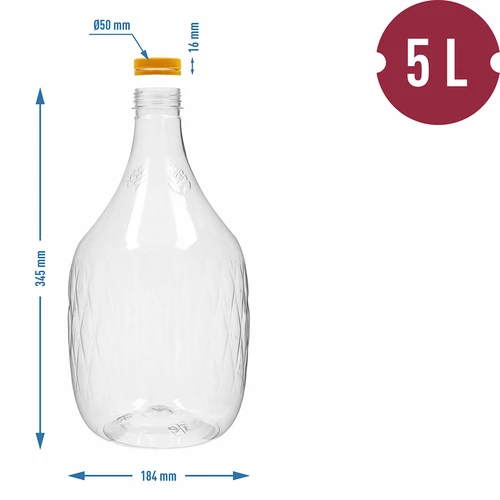 Dama 5 L PET demizson, csavaros kupakkal - 4