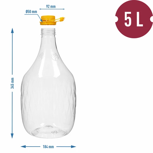Dama 5 l PET demizson, csavaros kupakkal és fogantyúval - 4