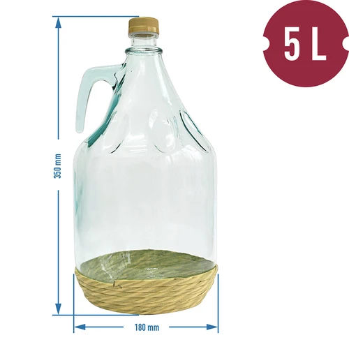 Dama demizson 5 l, kosaras, csavaros kupakkal - 3