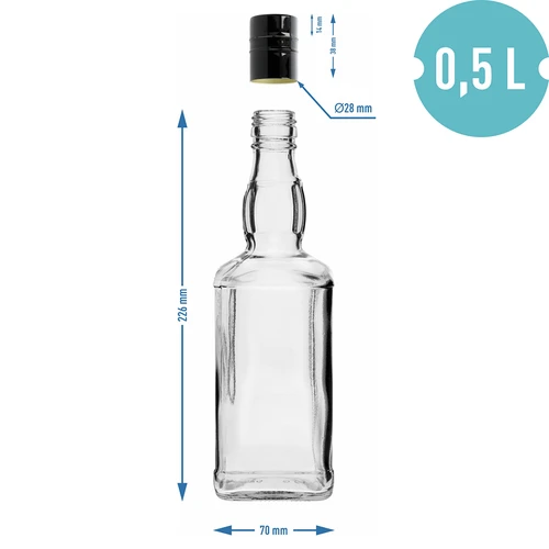 Daniels 500 ml-es üveg csavarzárral, 1 db - 6