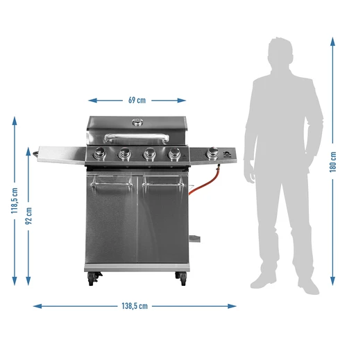 dragON BBQ201 gázgrill, 18,8 kW, ezüst - 12
