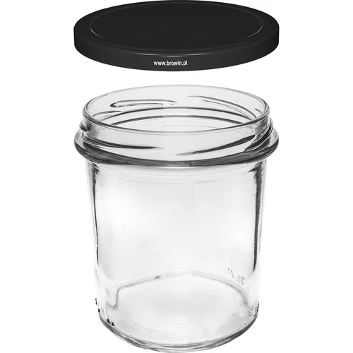 Egyenes falú 350 ml-es befőttesüveg fekete fi82-es csavaros tetővel - 6 db - 3