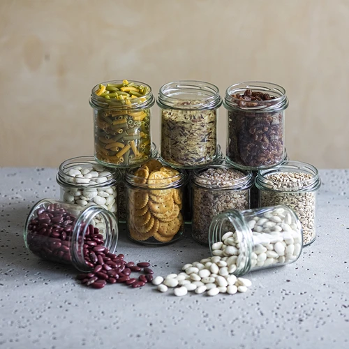 Egyenes falú 350 ml-es befőttesüveg fekete fi82-es csavaros tetővel - 6 db - 7