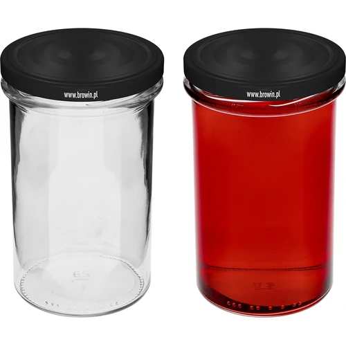 Egyenes falú befőttesüveg 545 ml (fi 82) - fekete csavaros tetővel, 6 db - 5