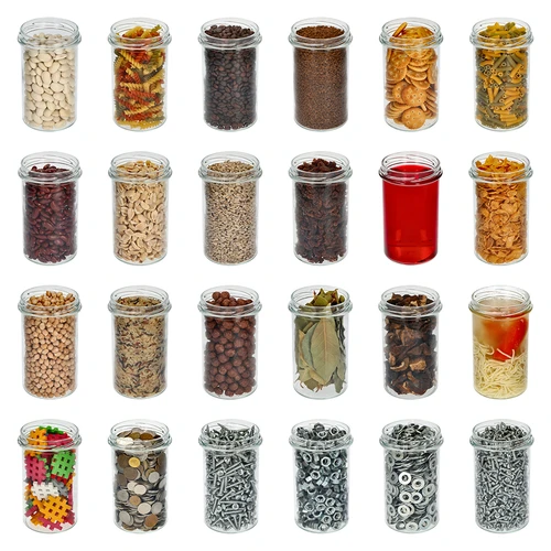 Egyenes falú befőttesüveg 545 ml (fi 82) - fekete csavaros tetővel, 6 db - 7