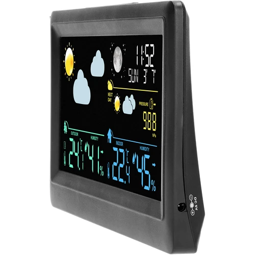 Elektronikus időjárás-állomás – vezeték nélküli, külső érzékelővel, fekete - 4