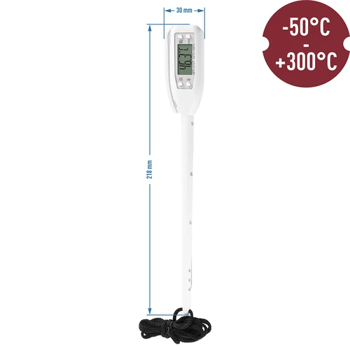 Elektronikus konyhai hőmérő (-50°C-tól +300°C-ig) tokkal, fehér - 2