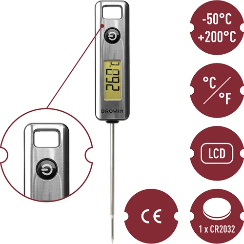 Elektronikus konyhai hőmérő, LCD (-50 °C-tól +200 °C-ig) - 5