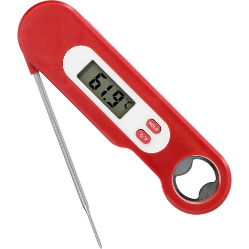 Elektronikus konyhai hőmérő összecsukható szondával (-50/+300℃), piros