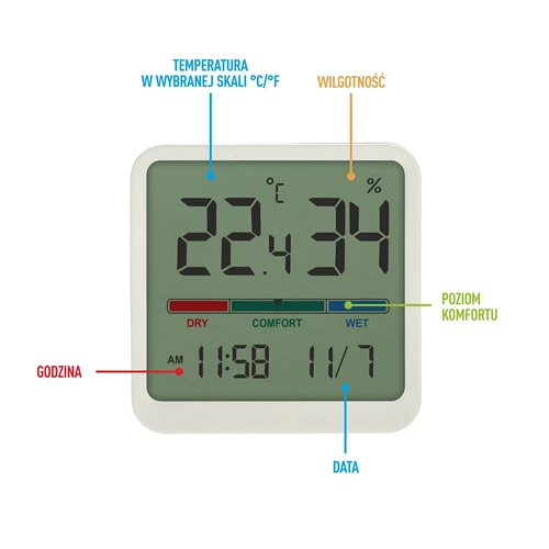 Elektronikus szobai hőmérő, fehér - 7