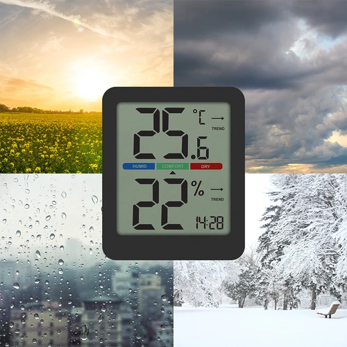 Elektronikus szobai hőmérő, fekete - 11