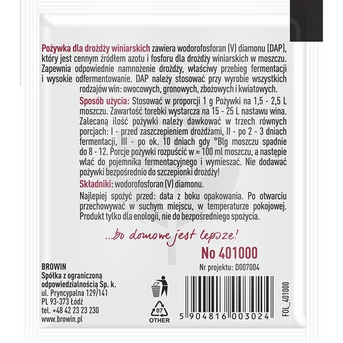 Élesztőtáp borélesztőhöz, 10 g - 2