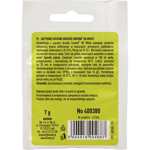 Enovini® OK WHITE - savtartalmat csökkentő borélesztő 7 g - 2