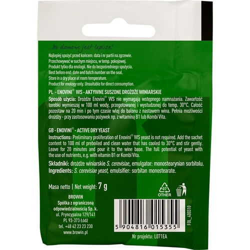 Enovini® WS borélesztő, 7 g - 2