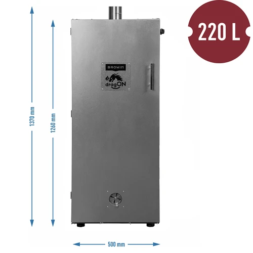 Fém füstölőkamra 250L, kerekekkel - 4