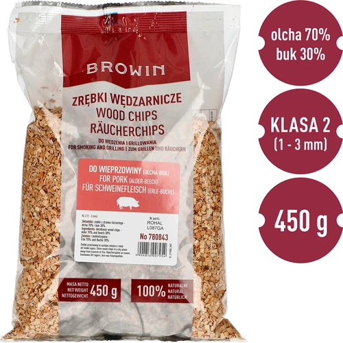 Füstölő/grillező faapríték, 70% éger + 30% bükk, 450 g, 2. osztály - 3