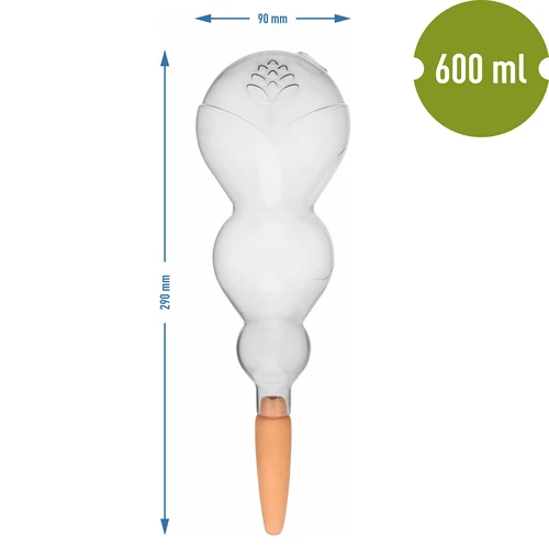 Hármas (háromkamrás) öntözőgömb, átlátszó, színtelen, kerámia tüskével, 600 ml - 5