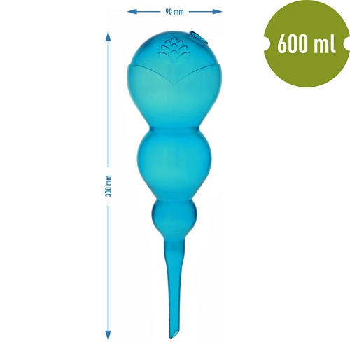 Háromkamrás (háromrekeszes) öntözőgömb, átlátszó kék, 600 ml - 5