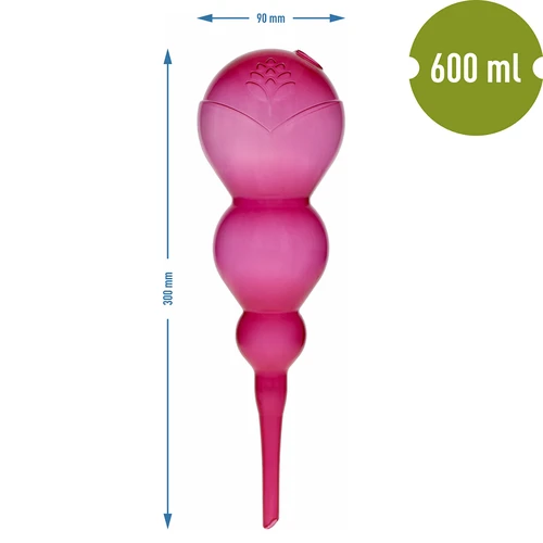 Háromkamrás (tripla) öntözőgömb, átlátszó rózsaszín, 600 ml - 5
