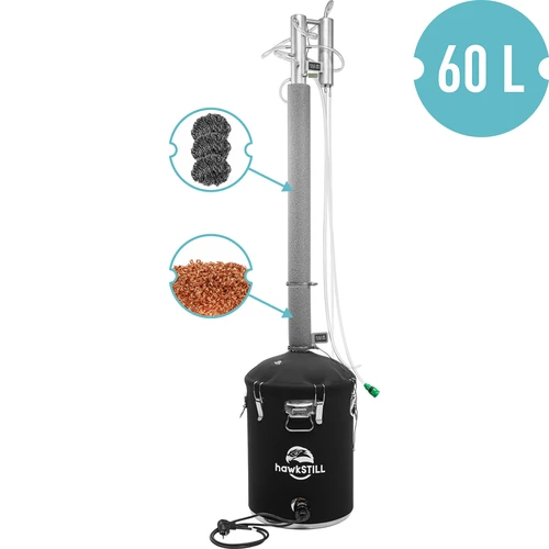 HawkStill „Hidegujjak” desztilláló 60 L - üveggyöngyszórt fi 60,3 mm-es oszlop és tartályszigetelés - 2