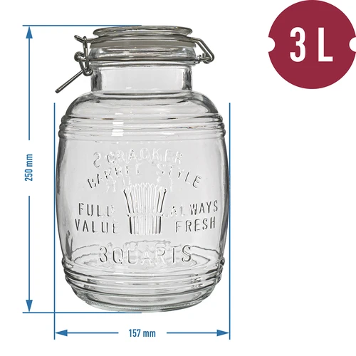 Hordó alakú "OLD" 3 l befőttesüveg, csatos zárral - 7