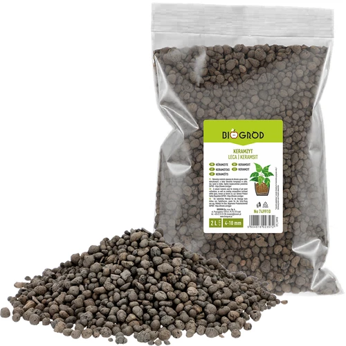 Keramzit cserepes növényekhez, kertészeti felhasználásra és palackkertekhez, 4–10 mm, 2 L