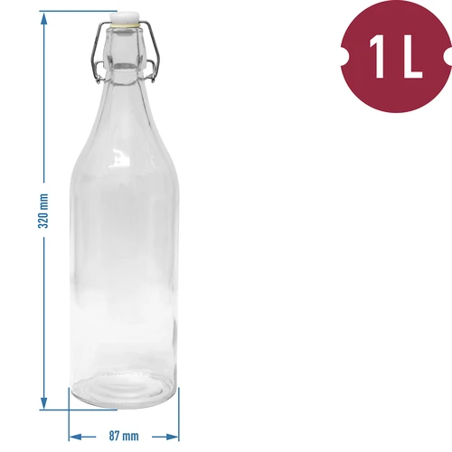 Kerek 1 l-es üvegpalack hermetikus csatos zárral - 2