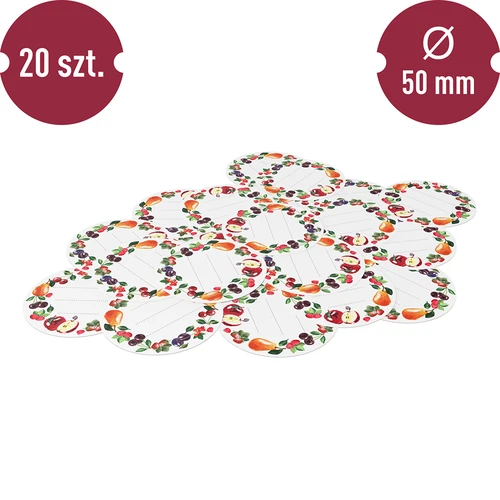 Kerek címkék Ø 50 mm csavaros tetőkre/befőttesüvegekre - 20 db - 3