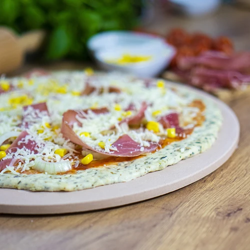 Kerek pizzasütőkő, kordieritból készült, 33 cm átmérőjű - 9