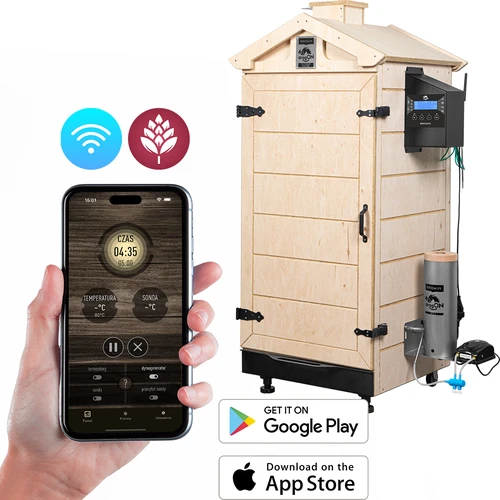 Keret nélküli dragON PLYWOOD NATURE füstölő Wi-Fi-s vezérlővel, 200 L