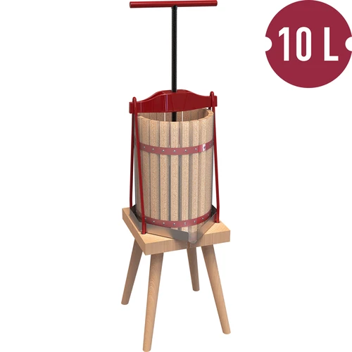 Keretes gyümölcsprés – fa kosárral, 10L - 2