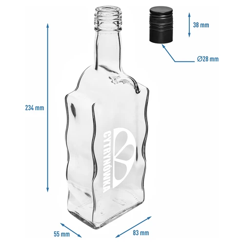 Klasztorna 500 ml-es üveg csavarzárral és „Cytrynówka” feliratú nyomattal – 2. minta - 5