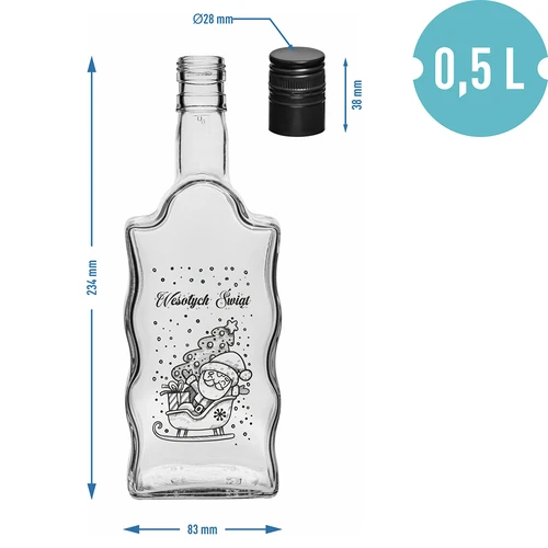 Klasztorna palack 500 ml, csavaros kupakkal, „Mikulás” nyomattal, 1 db - 5