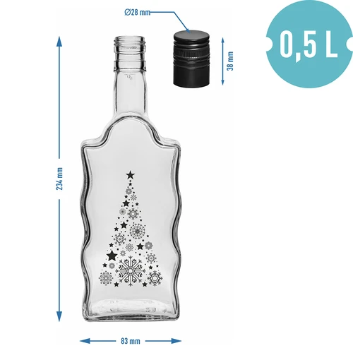 Klasztorna palack 500 ml csavaros kupakkal, „Karácsonyfa” nyomattal, 1 db - 5
