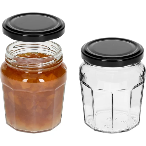 Konfitűra 230 ml-es befőttesüveg fekete fi63/4 csavaros tetővel - 6 db - 5