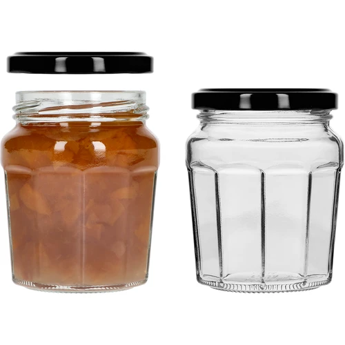 Konfitűra 230 ml-es befőttesüveg fekete fi63/4 csavaros tetővel - 6 db - 6