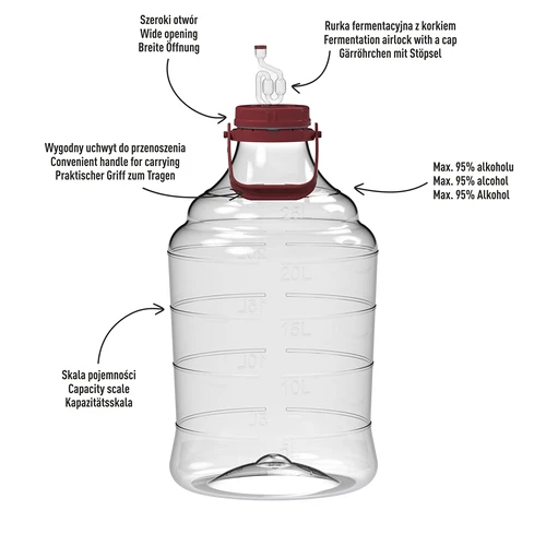 Könnyű, törhetetlen borballon fogantyúval, 25 L - 4